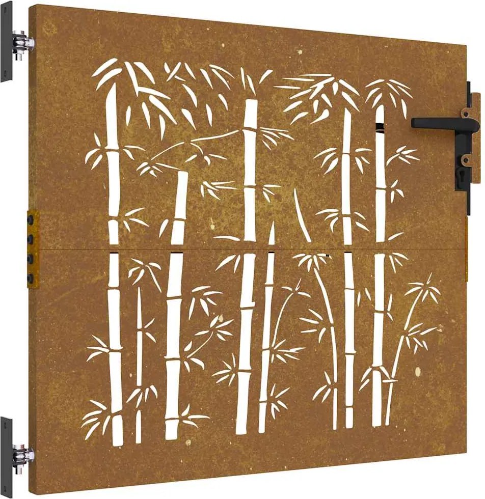 vidaXL bambuszmintás corten acél kerti kapu 85 x 75 cm