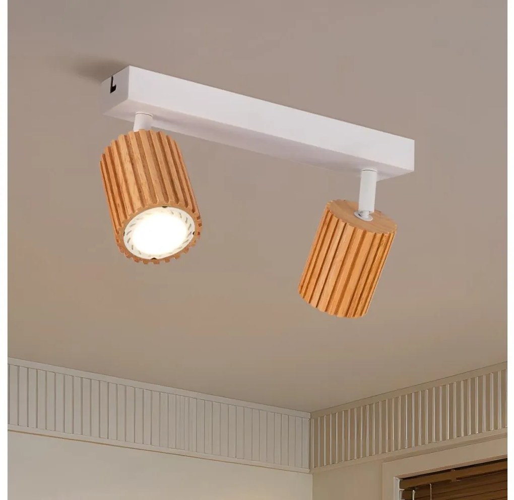 Brilagi - Spotlámpa MODERN WOOD 2xGU10/8W/230V kaucsukfa/fehér