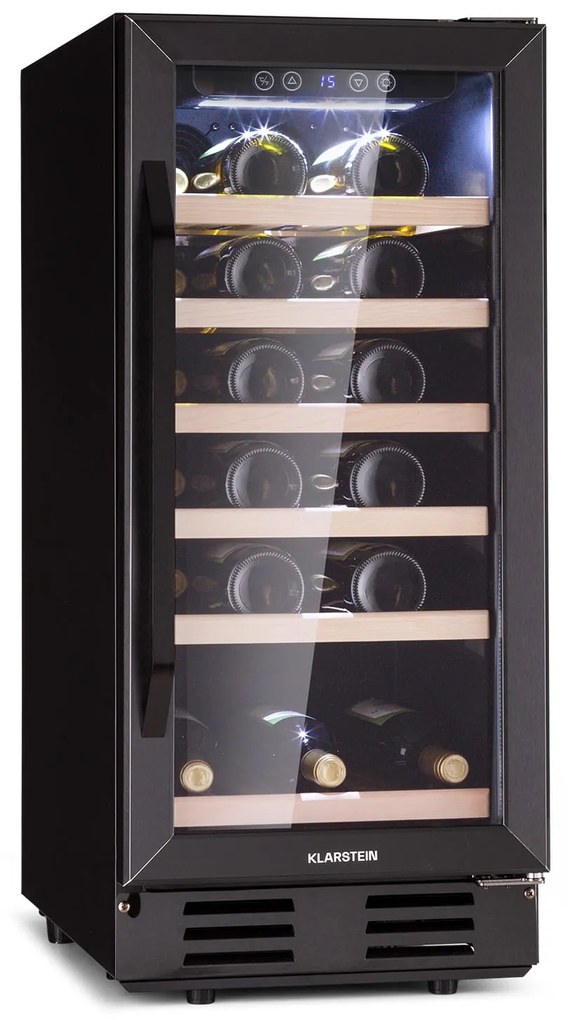 Klarstein Vinovilla 29 Built-In, beépíthető borhűtő, 81 liter, 29 palack, 1 zóna, üvegajtó, rozsdamentes acél