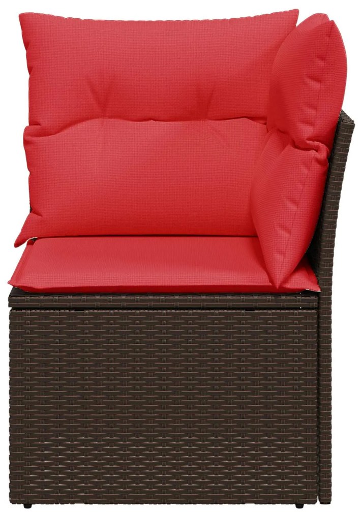 vidaXL barna polyrattan kerti sarokkanapé párnákkal