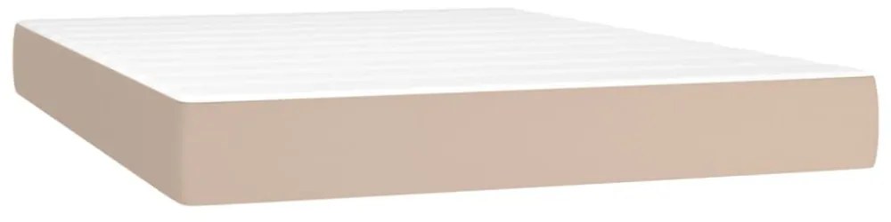 cappuccino színű műbőr rugós ágy matraccal és LED-del 140x190cm