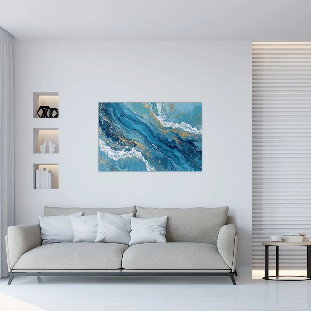 Kép - Világoskék márvány arannyal II. (90x60 cm)