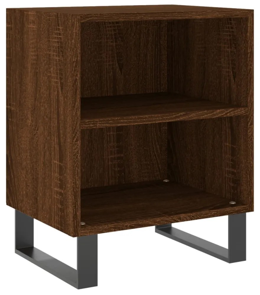 2 db barna tölgyszínű szerelt fa éjjeliszekrény 40x30x50 cm