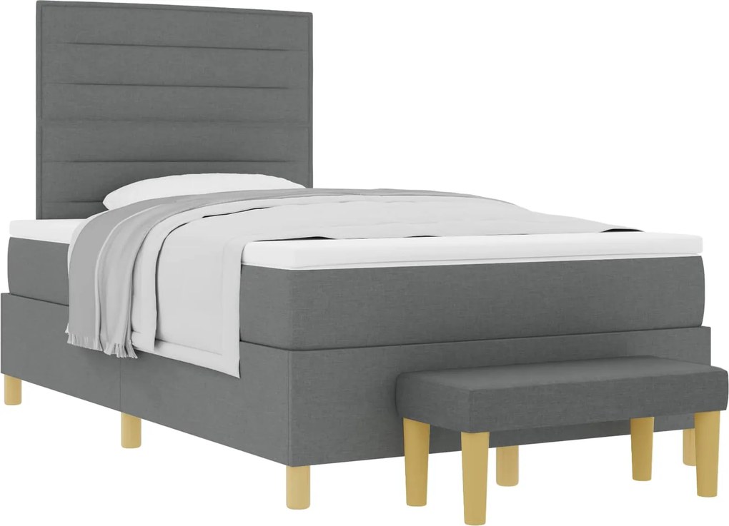vidaXL Boxrugós ágy matracmal Sötétszürke 120 x 190 cm szövet