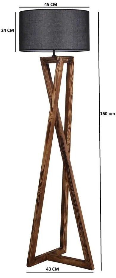 Fekete-barna állólámpa textil búrával (magasság 149 cm) Maçka – Opviq lights