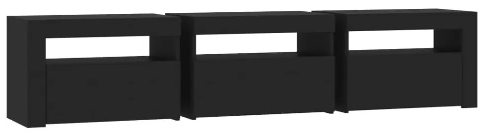 fekete TV-szekrény LED-világítással 180x35x40 cm