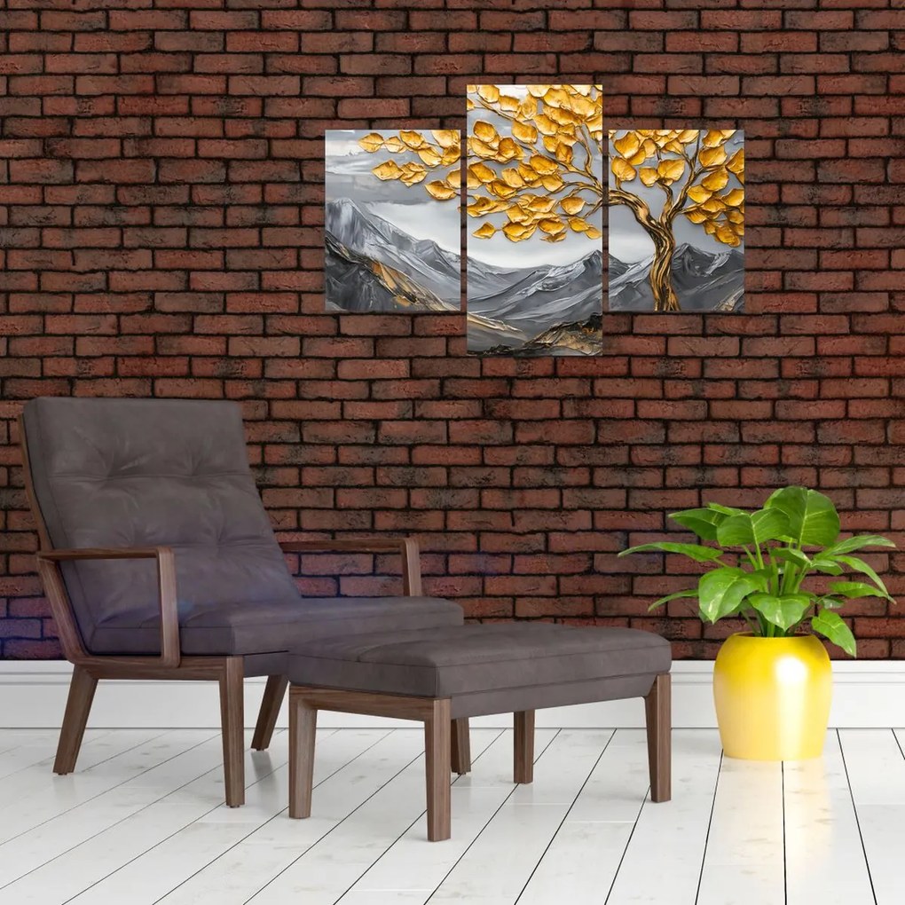 Kép – Fa arany levelekkel (90x60 cm)