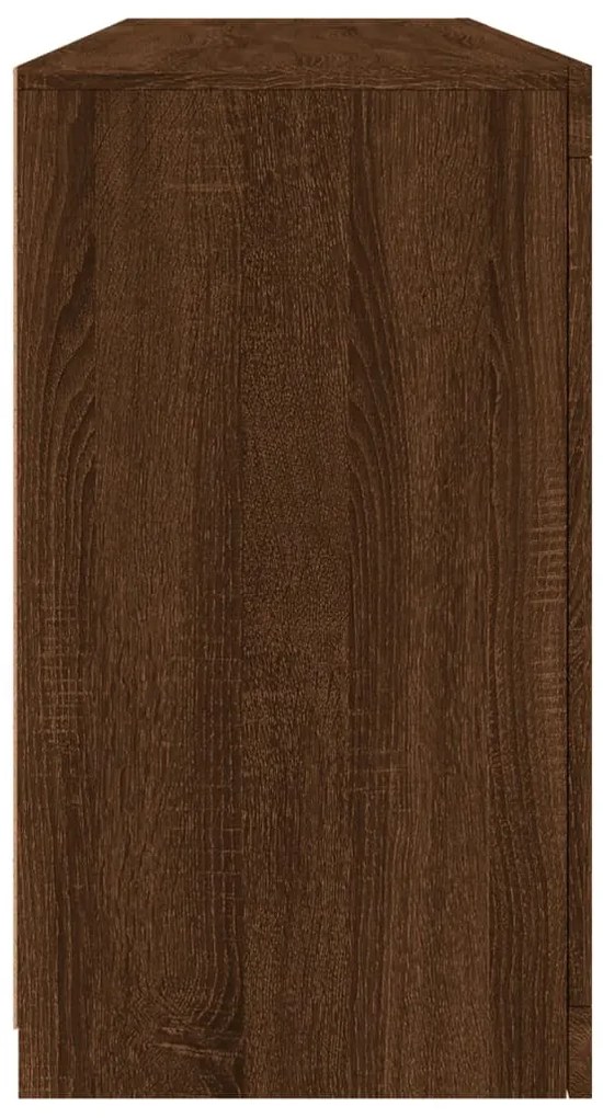 barna tölgy színű tálalószekrény LED-ekkel 163 x 37 x 67 cm