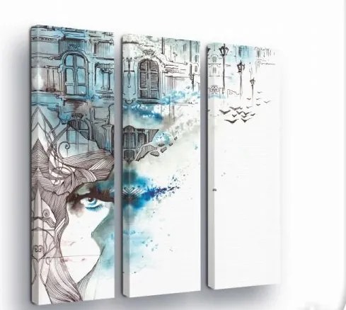 Vászonkép 90x100 Városi álom elegancia akvarell város portré építészet árnyalatok