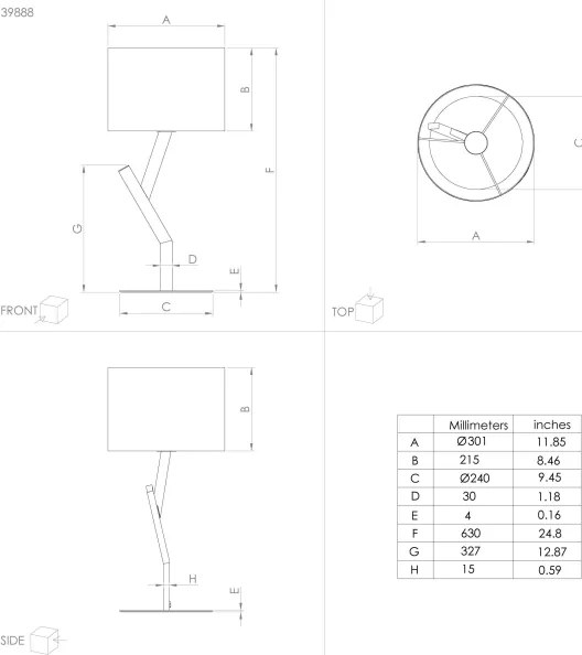 Eglo 39888 - Asztali lámpa BALNARIO 1xE27/40W/230V