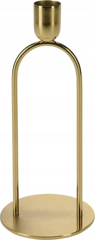 Dekoratív fém asztali gyertyatartó, arany, 20 cm