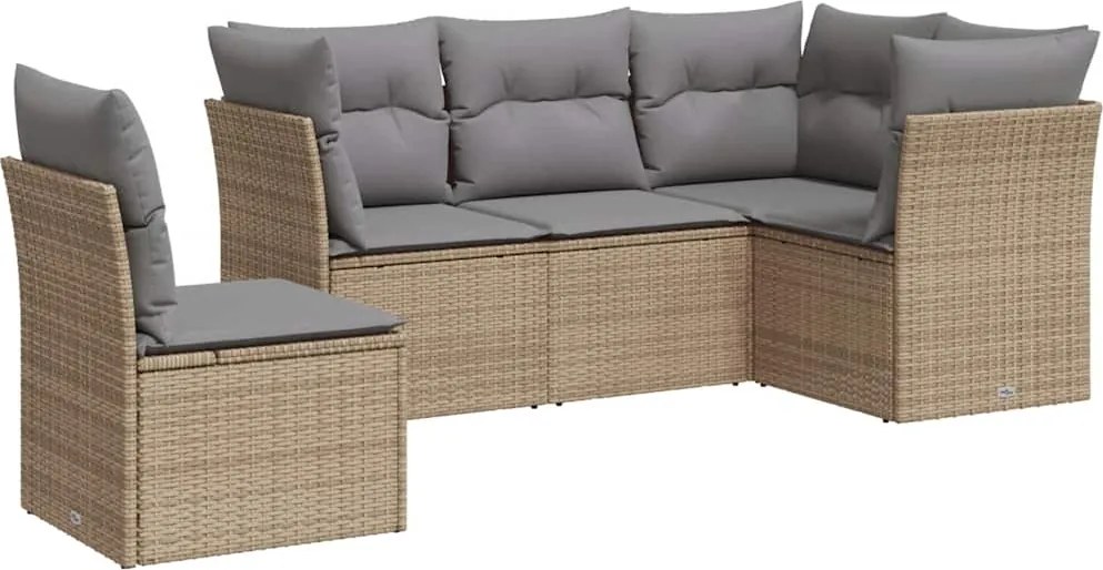 vidaXL 5 részes bézs polyrattan kerti ülőgarnitúra párnákkal