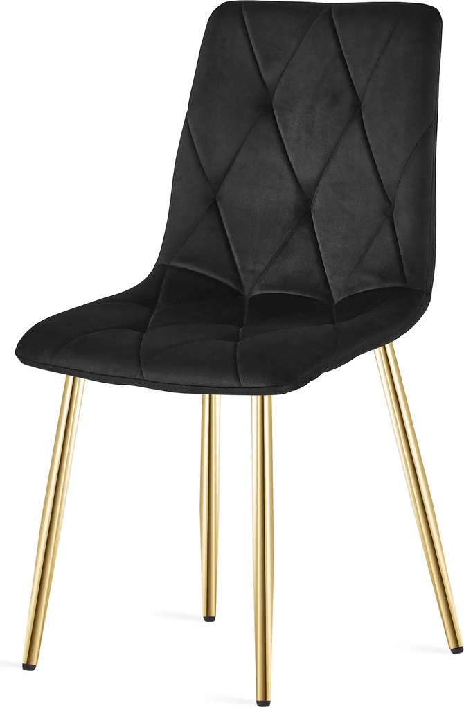 Fekete bársony étkezőszék LIBRA arany lábakkal
