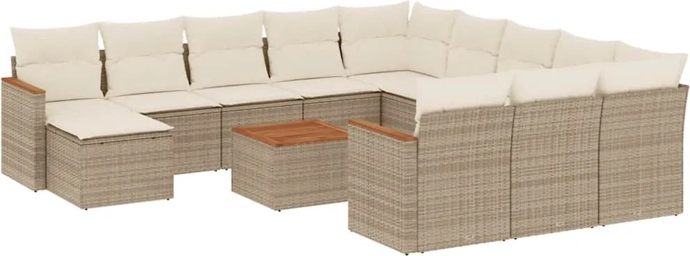 vidaXL 13 részes bézs polyrattan kerti ülőgarnitúra párnákkal