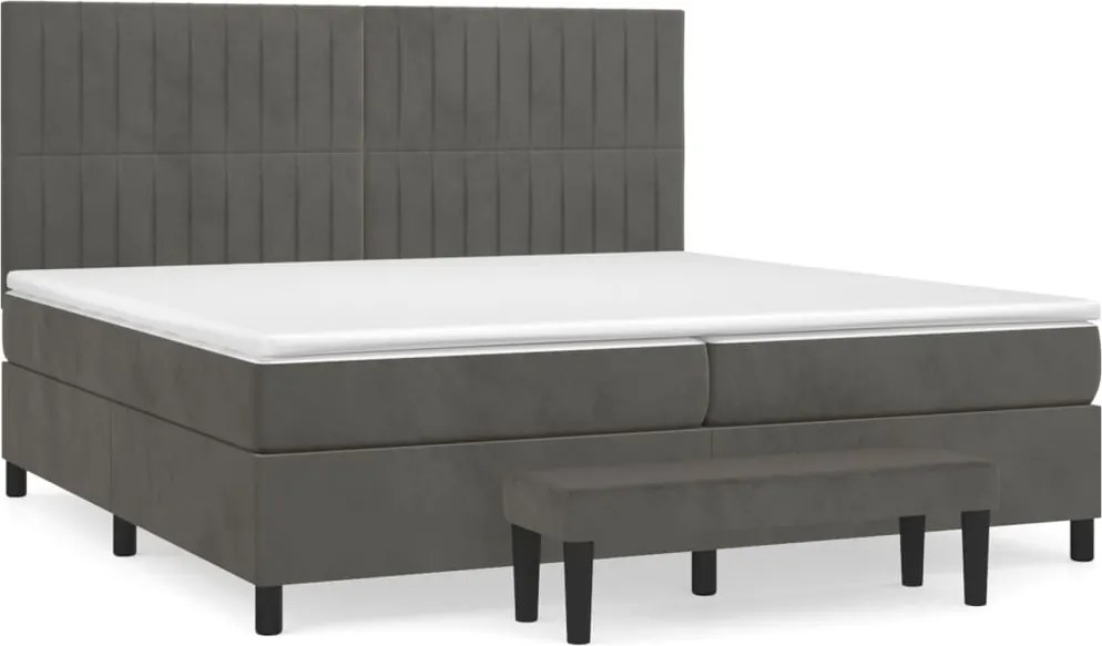 vidaXL sötétszürke bársony rugós ágy matraccal 200x200 cm