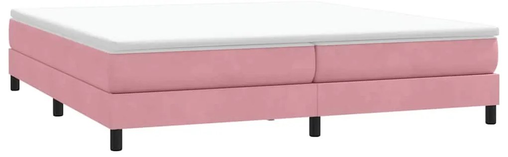 rózsaszín bársony rugós ágy matrac nélkül 200x210 cm