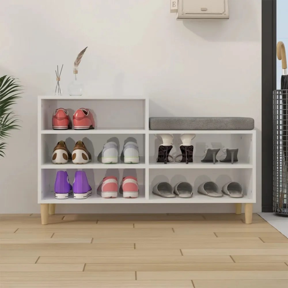 vidaXL magasfényű fehér szerelt fa cipősszekrény 102x36x60 cm