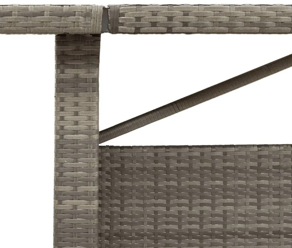szürke polyrattan üveglapos kerti asztal 240 x 90 x 75 cm
