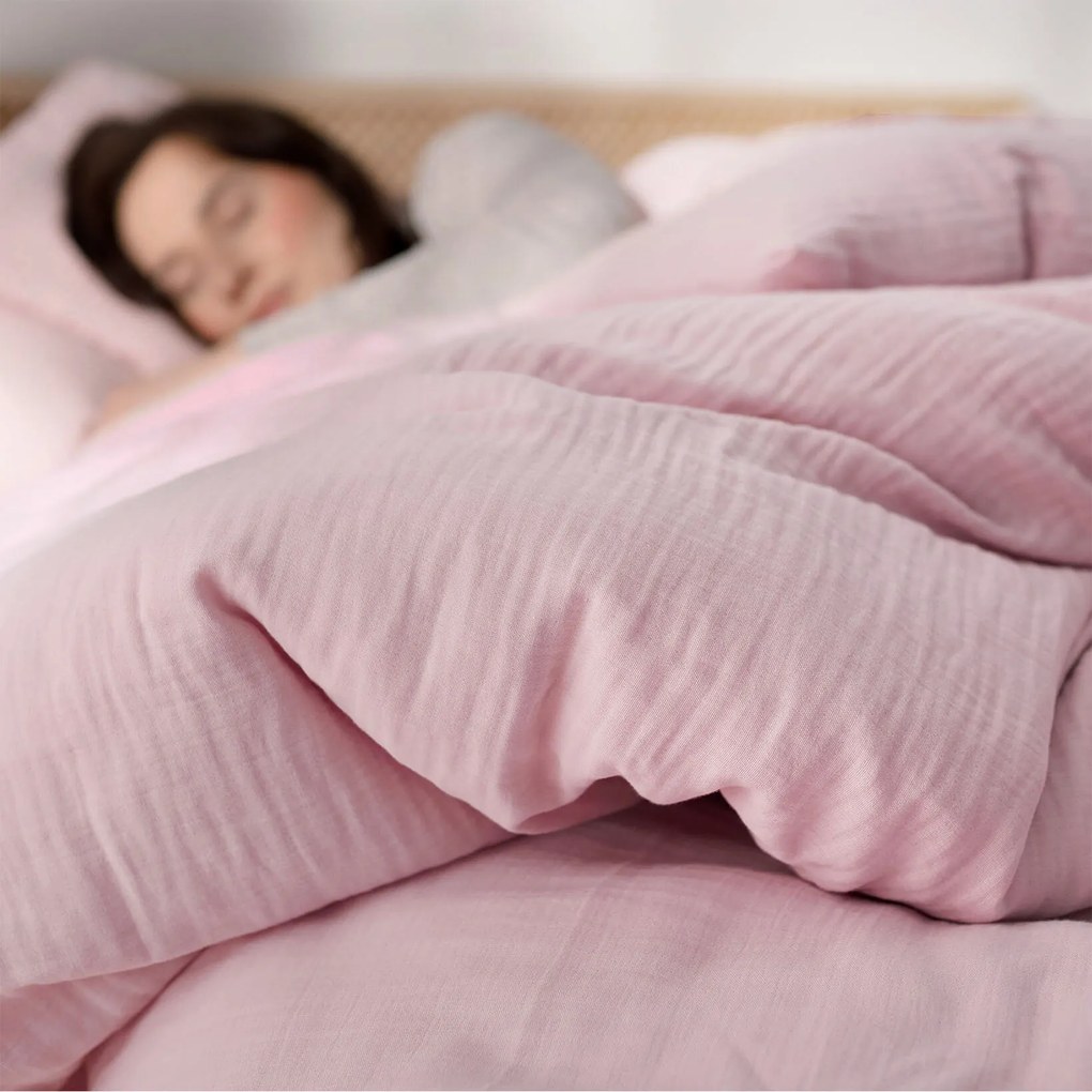 Goldea muszlin ágyneműhuzat – pasztell rózsaszín 140 x 220 és 70 x 90 cm