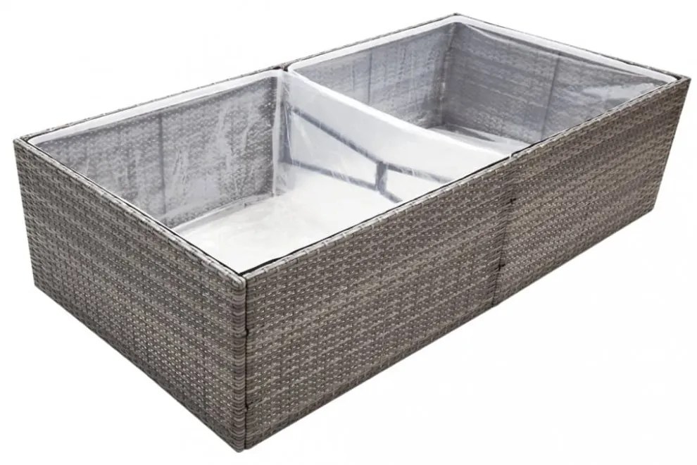 szürke polyrattan kerti ültetőláda 157 x 80 x 40 cm