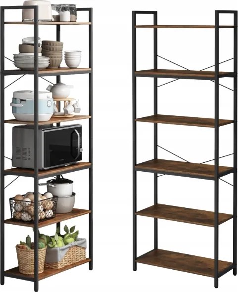 Polcos Ipari Álló Polc 6 Polcos Könyveslétra Világos Barna