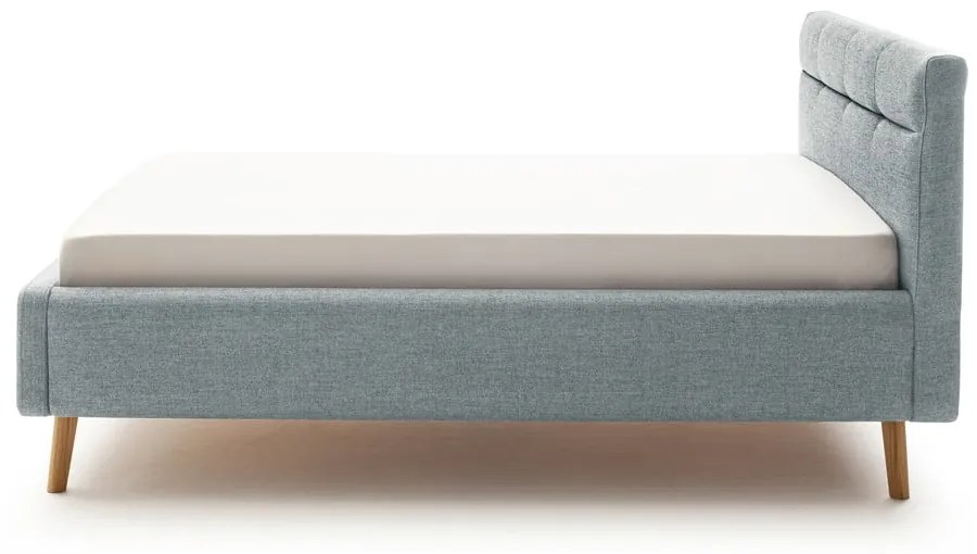 Szürkéskék kárpitozott ágyneműtartós franciaágy ágyráccsal 140x200 cm Lotte – Meise Möbel