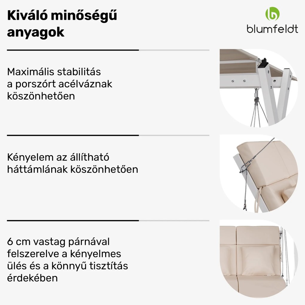 FlexiSwing hollywoodi hinta 3 üléses Állítható háttámla + napellenző, időjárásálló