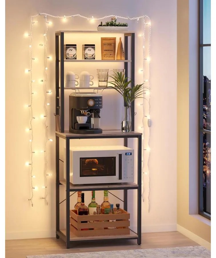 VASAGLE konyhai tárolóállvány, 40 × 60 × 167 cm, greige és fekete színben