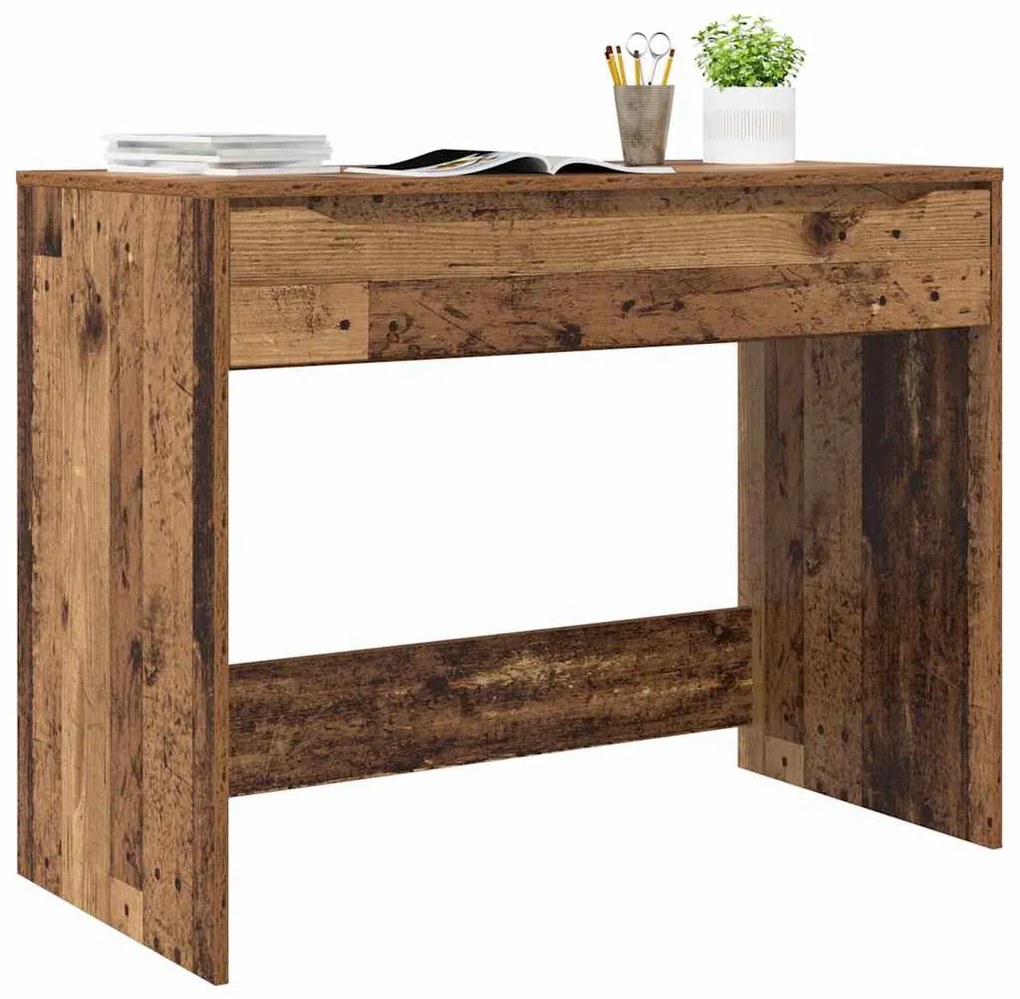 vidaXL Asztal fiókkal tárolóval Öreg fa 100 x 50 x 78 cm Faanyag