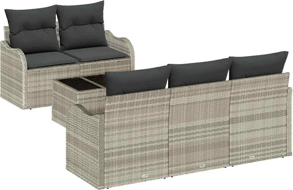 vidaXL Kerti Kanapé Szett Világosszürke polirattan