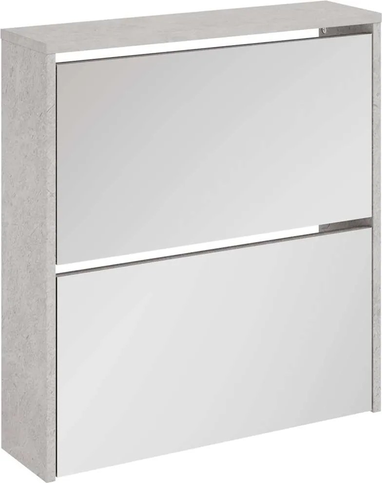 vidaXL betonszürke 2 szintes cipőszekrény tükörrel 63 x 17 x 67 cm