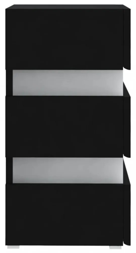 fekete szerelt fa LED-es éjjeliszekrény 45 x 35 x 67 cm
