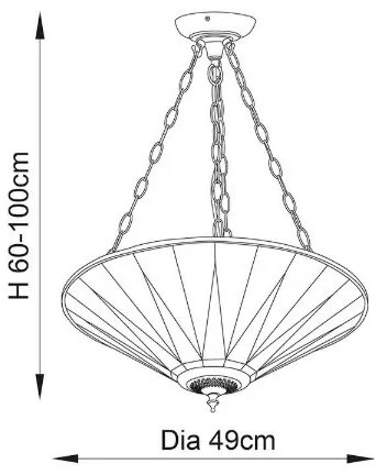 Endon 70754 - Tiffany DARK STAR láncos csillár 3xE27/60W/230V Ø 49 cm