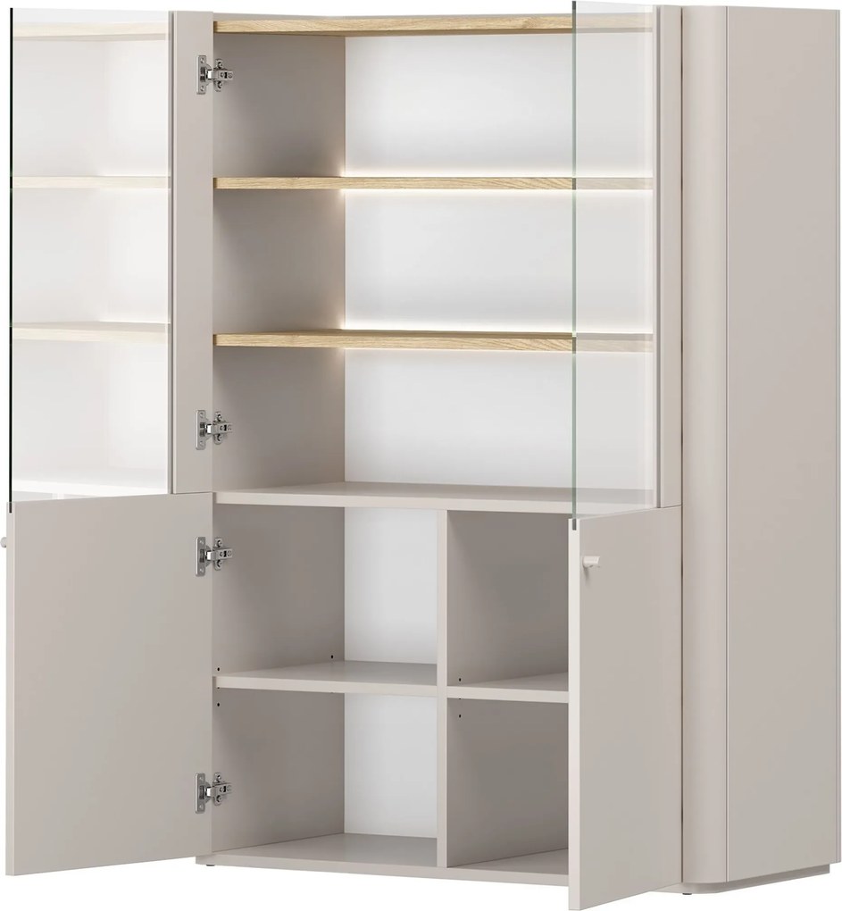 Elivo vitrines szekrény 100 cm kétajtós - kasmír / olajozott tölgy