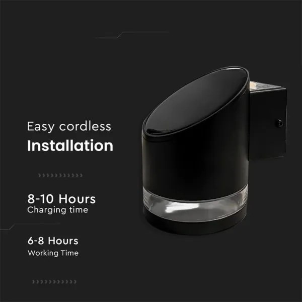 LED Kültéri napelemes fali lámpa LED/1W/3,7V 3000K IP54 1200 mAh fekete