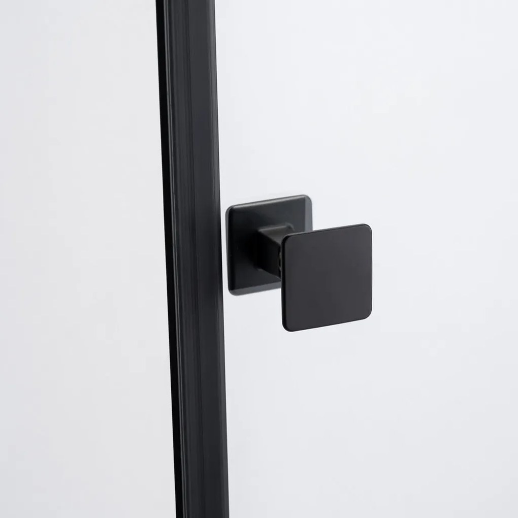 Stuxi Verona Big Black 210 cm széles aszimmetrikus kétszárnyú csukló zuhanyajtó (90+120 cm), 6 mm vízlepergető üveggel, matt fekete profillal, 195 cm magas