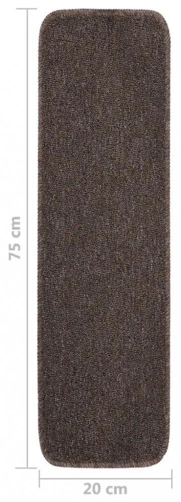 15 db barna négyszögű csúszásmentes lépcsőszőnyeg 75 x 20 cm