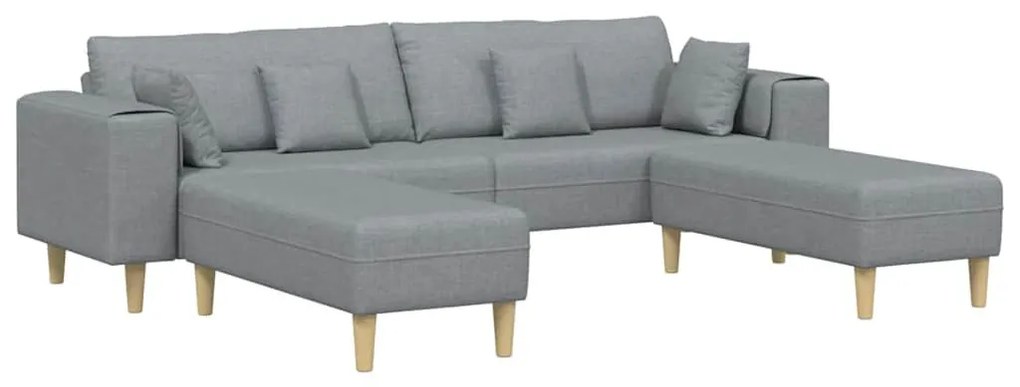 Szövet kanapé párnával 3 pcs Világosszürke 208 cm szövet