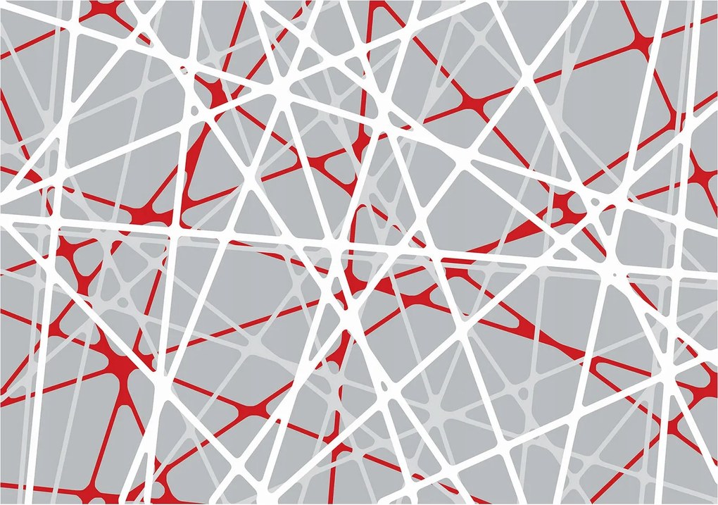 Fotótapéta Geometriai vonalak piros-szürke vinil 520x318 +ragasztó