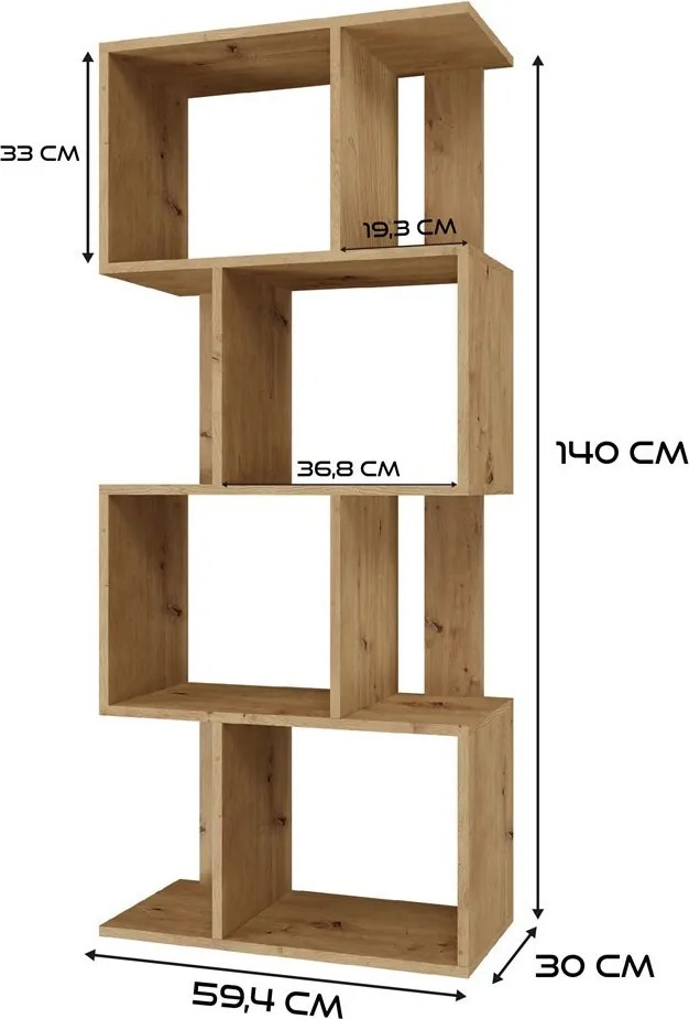Fiesta 4P nyitott álló polc, tároló, tölgy
