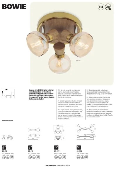 Redo 04-476 - Spotlámpa BOWIE 2xE14/28W/230V