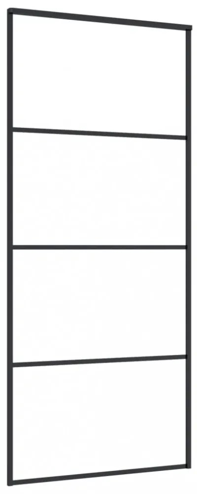 fekete matt ESG üveg és alumínium tolóajtó 90x205 cm
