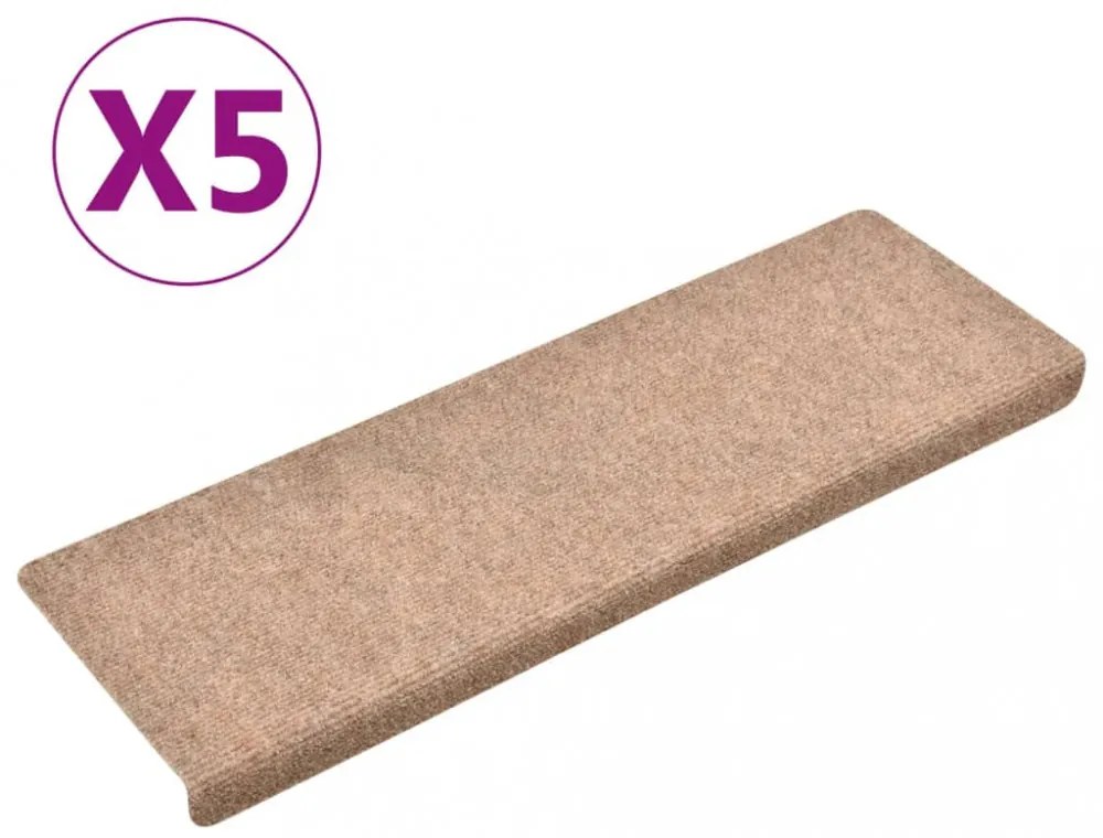5 db barna tűlyukasztott lépcsőszőnyeg 65x21x4 cm