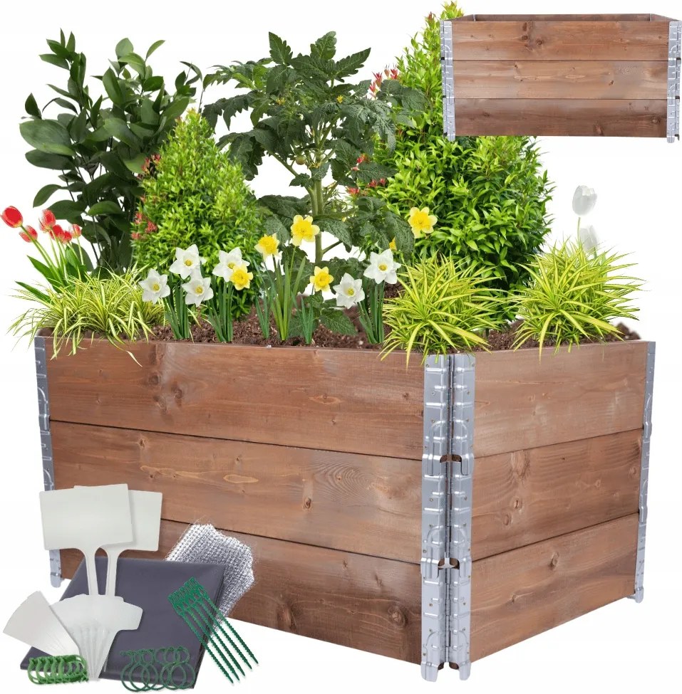 Magasított lépcsőzetes ágyás állítható zöldséges impregnáló 60x120x80