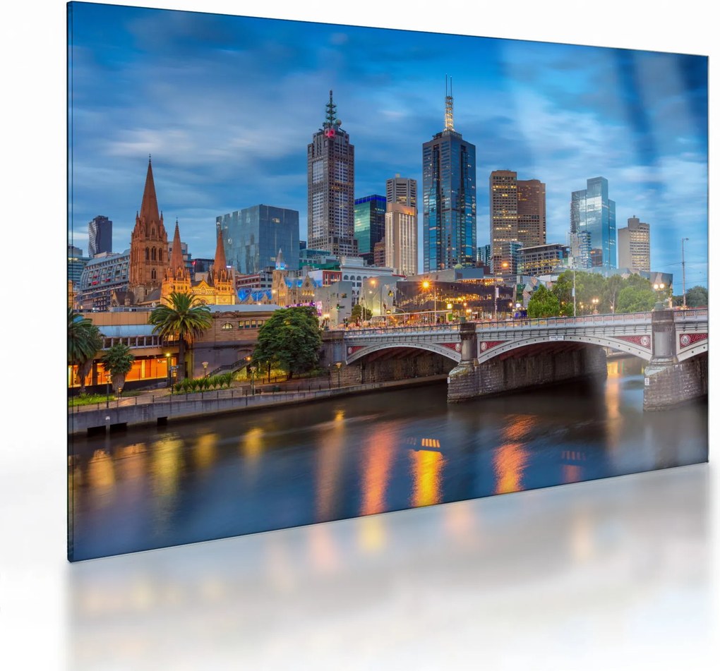 Melbourne város képe (üvegen) (70x50 cm)