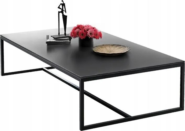 Pad Dohányzóasztal Modern Téglalap Alakú 120 CM Fekete Ipari Loft