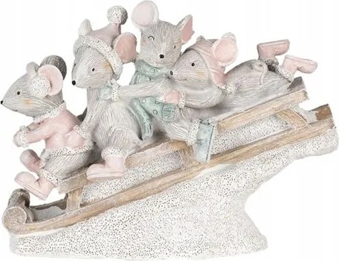 Dekoratív szobor egerekről szánkón