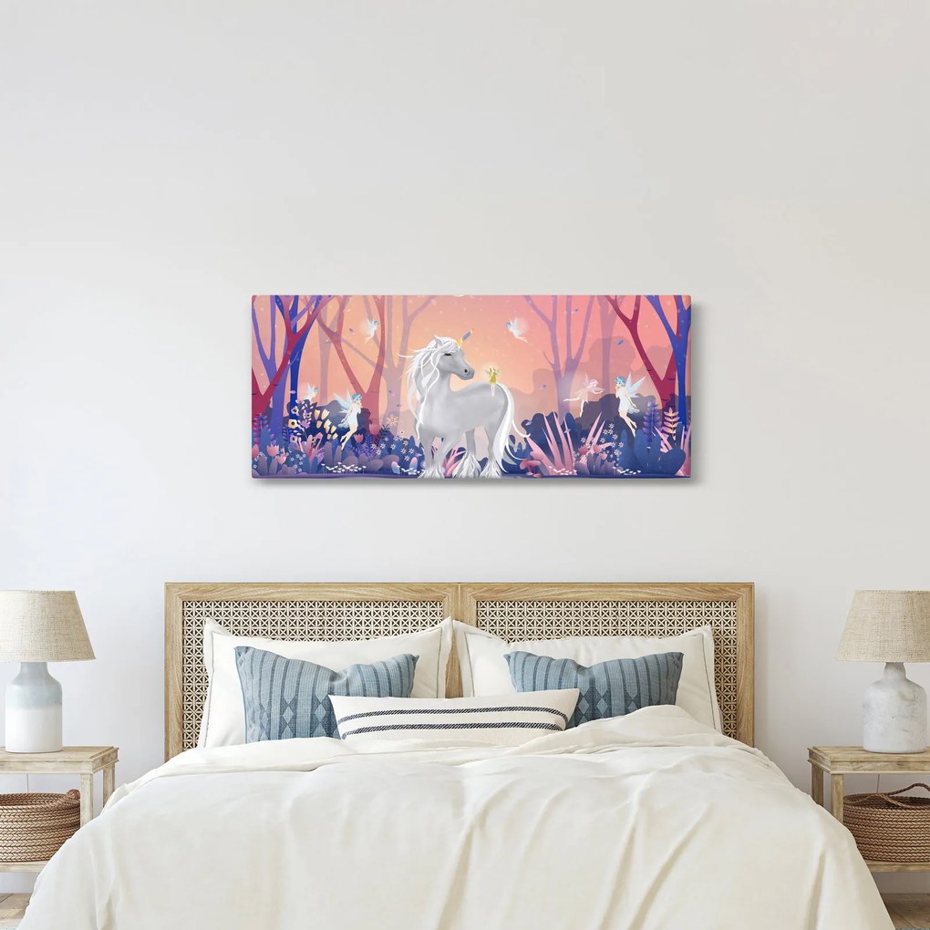 Kép - egyszarvú alatt egy varázslatos erdőben (120x50 cm)
