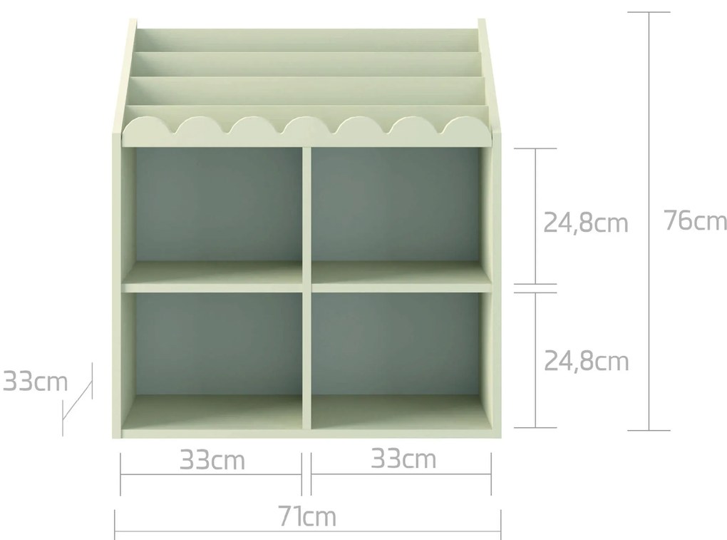 Gyermek könyvespolc BOOK NOOK LATTE 71x76 cm, krém