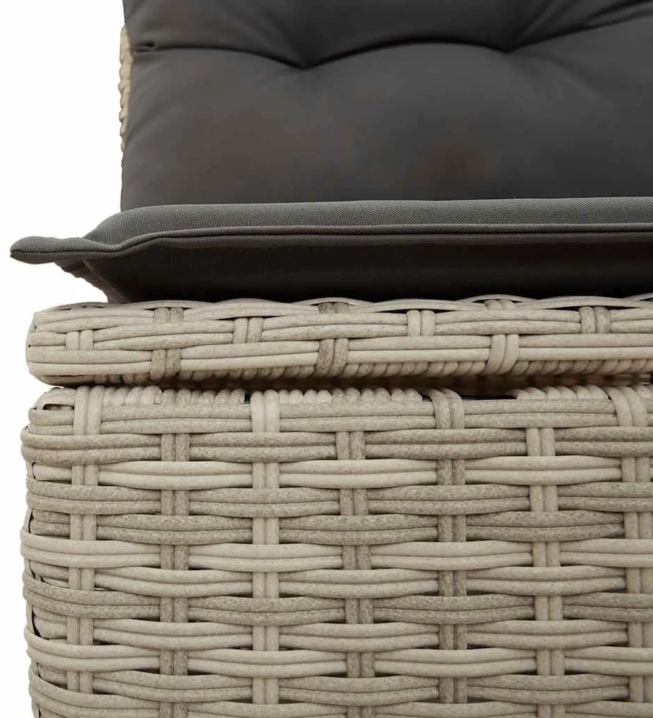 4 személyes világosszürke polyrattan kerti kanapé párnával